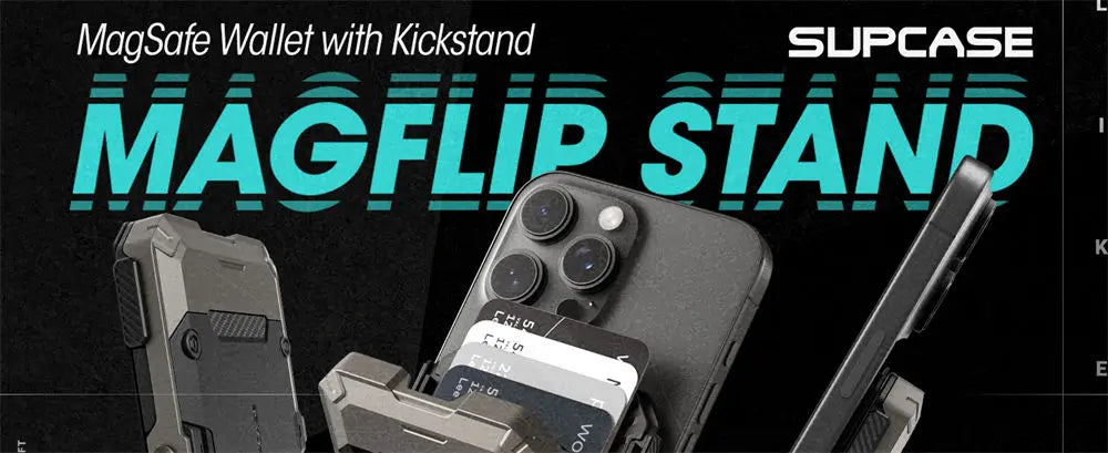 Magnetic Tripod Phone Stand Credit Card Holder for iPhone 16/15/14/13/12 SUPCASE Adjustable Phone Stand Compatible with MagSafe