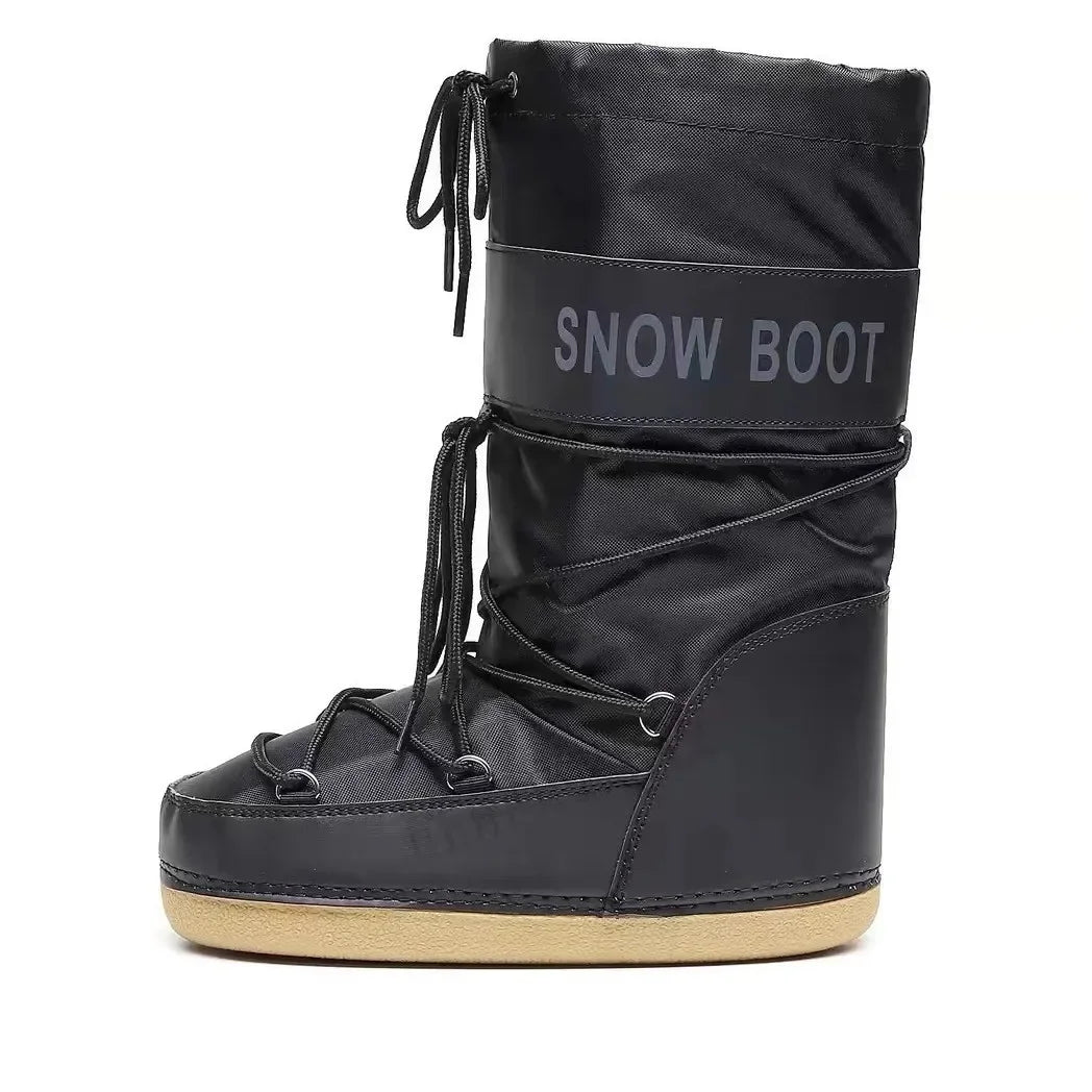 Fashionable round Toe Mid-Calf Snow Boots Women's Thickened Moon Shoe Winter Skiing Space Boots Popular round Toe Rubber Sole