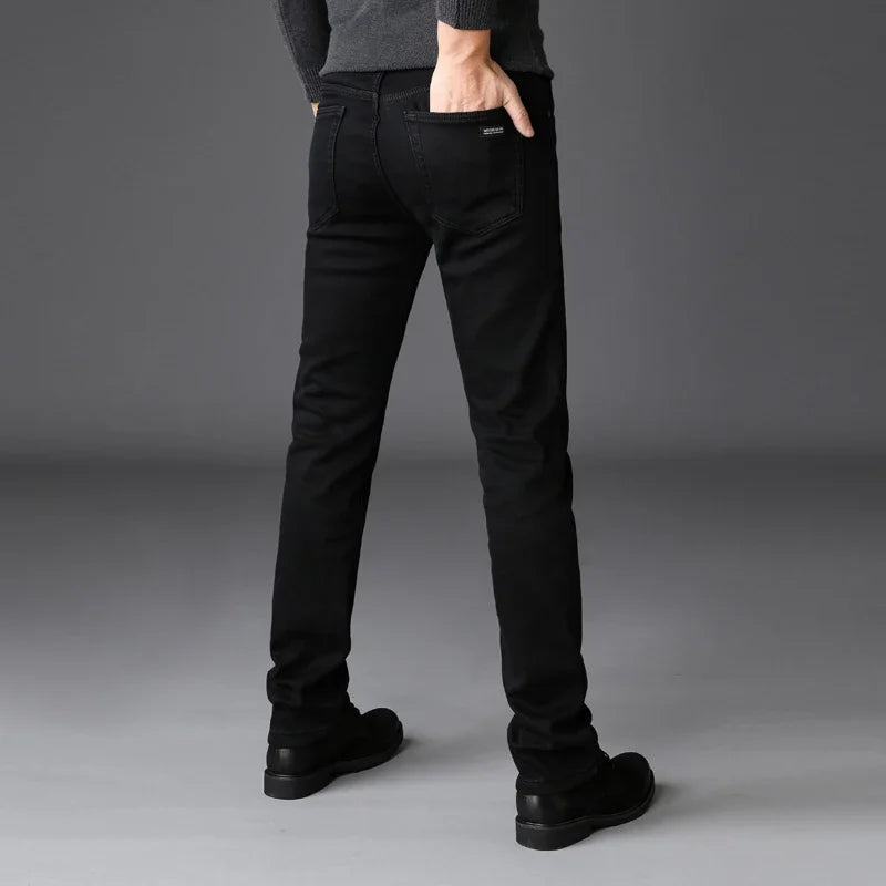 Soft Stretch Black Biker Jeans Men Classic Advanced Brand Denim Trousers Trendy Comfortable Jeans Homme Masculino Mens Pants