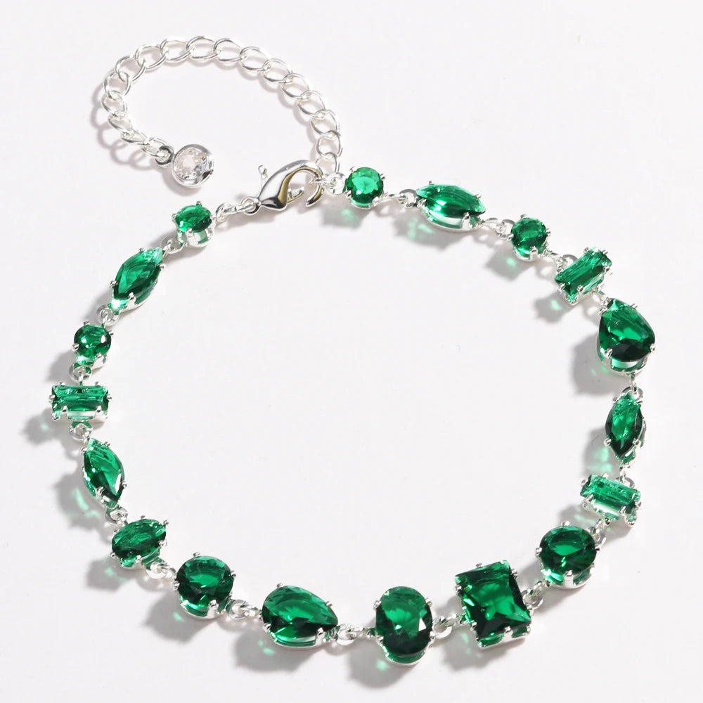 Mix Style Green Micro-inlaid Zircon Tennis Bracelet for Women ew Men Bracelet Homme Jewelry