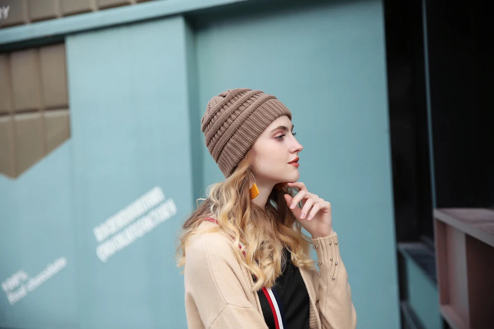 25 Farben Gestrickte Beanie Mütze Skully Trendy Warm Chunky Soft Stretch Zopfmuster Wintermütze Für Damen Mode Geschenk