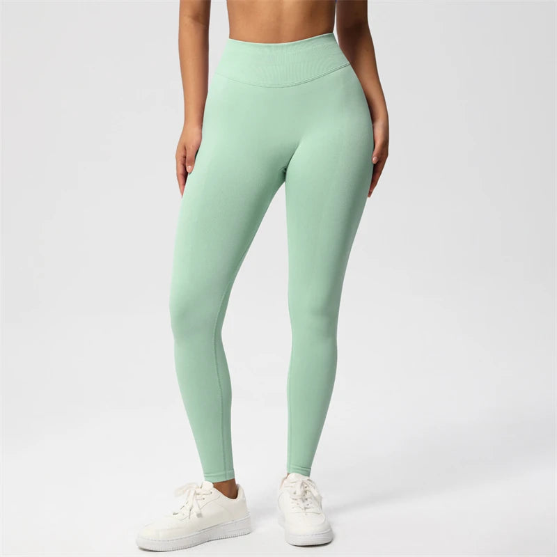 Bum Shaping Leggings Women Seamless Sports Yoga Pants Low Ribbed Band Gym clothes Fitness Workout Scrunch Butt Tight