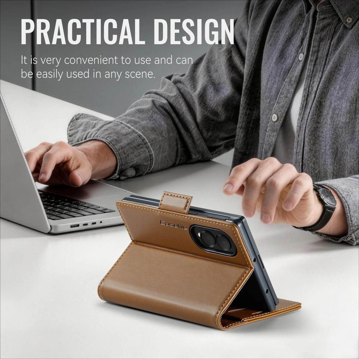 Luxury Business Flip Cards Solt Wallet Leather Case for Samsung Z Fold 8 Wide Shockproof Book Stand RFID Slim For Magsafe Cover