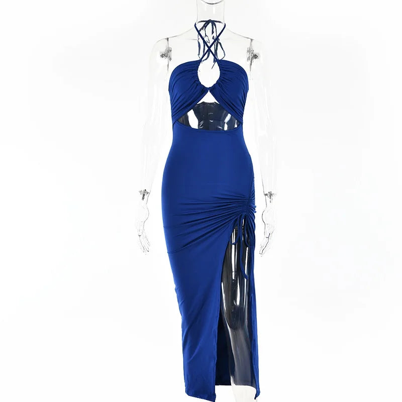 Sleeveless Sexy Female Midi Backless Dresses Slim Night Club Party Women's Dress Bodycon Vestidos Elegantes