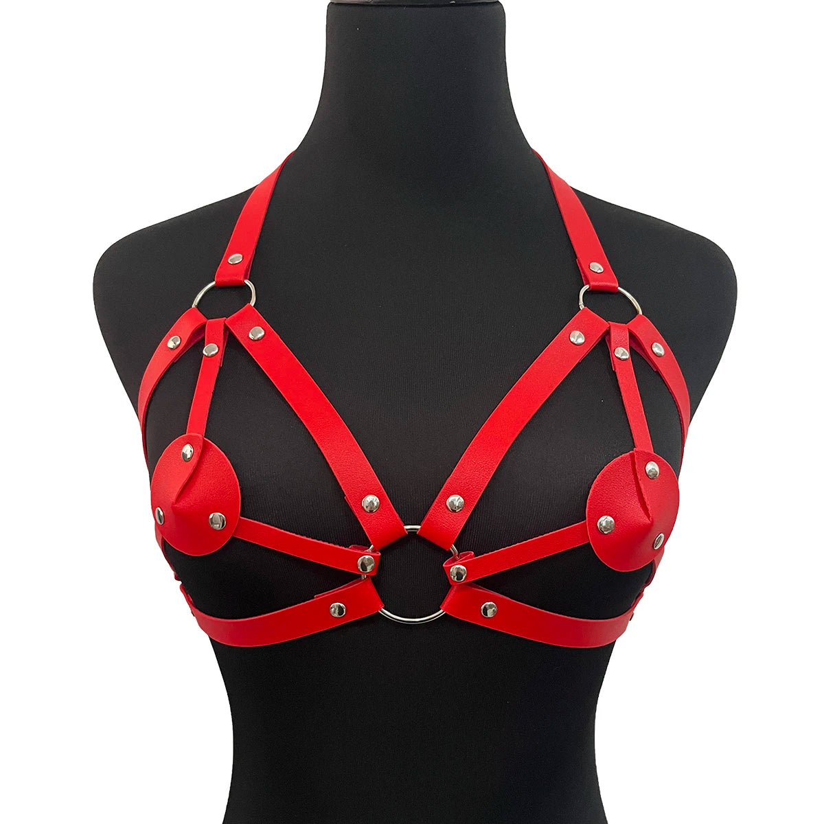 Women Fashion PU Leather Belt Cool Punk Rock Gothic Harness Belts Street Style Red Festive Exotic Party Clothing Accessorie