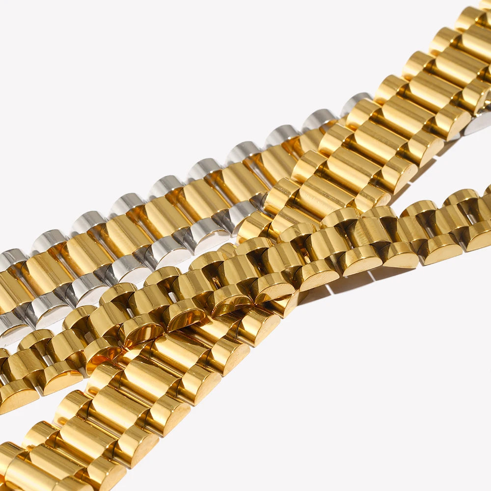 E.B.belle  New Stainless Steel Gold Plated Detachable Wristbands Bracelets Bangles For Women Men Gold Wrap Bracelets