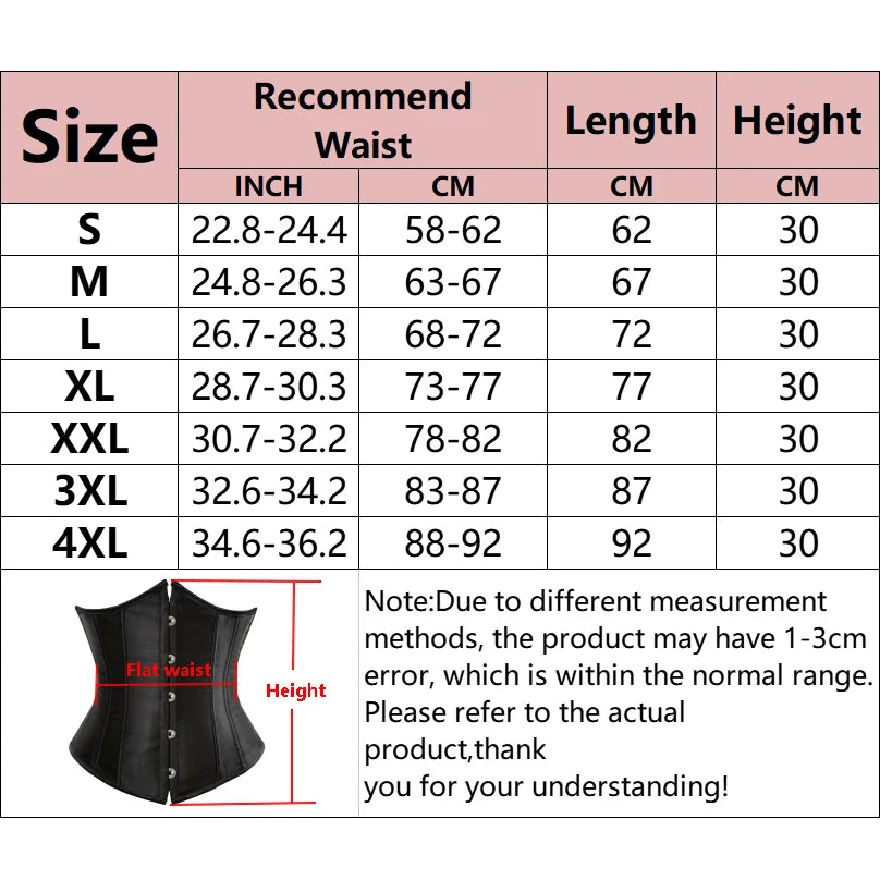 Women's Satin Underbust Corset Bustier Sexy Underwear Waist Slimming Body Shaper Corset Top for Women Steampunk Lace-up Corset