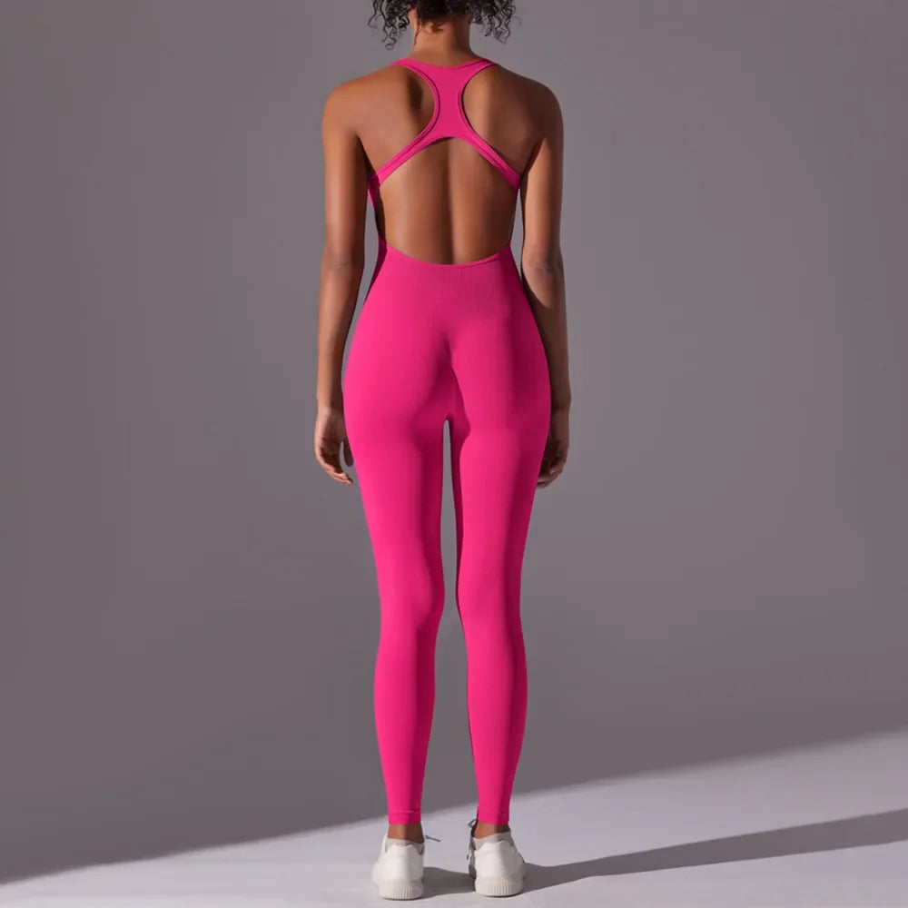 Women Training Yoga Set Sportswear Women Sports Jumpsuit Fitness Rompers Stretch Female Push Up Gym Workout Clothes Bodysuits