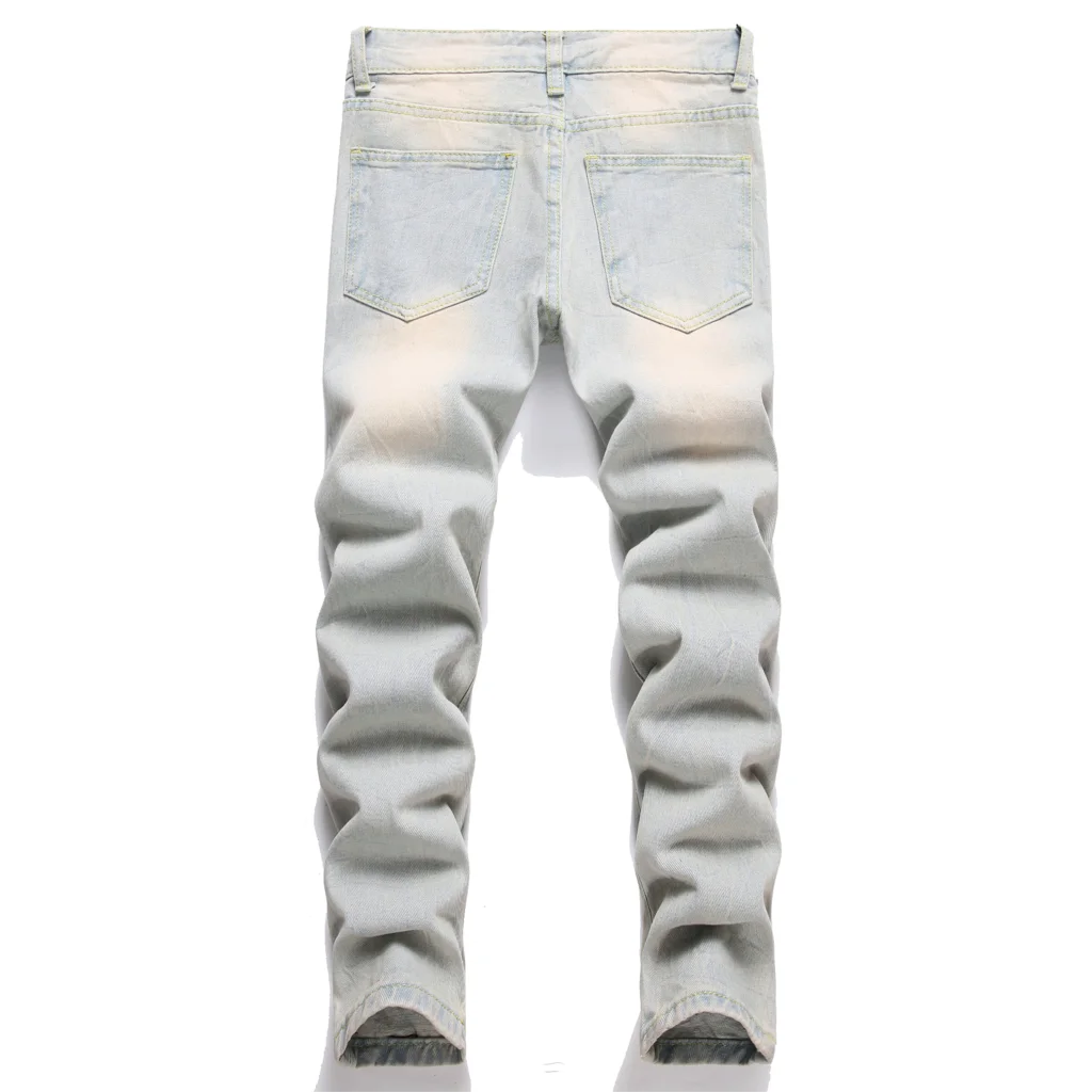 Boys' Cartoon Straight-leg Ripped Jeans Children Washed Non-stretch Denim Trousers Big Kids Casual Pants