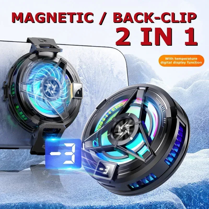 Magnetic Phones Cooler Back-Clip 2 in 1 Game Cooler Semiconductor Fast Phone Cooling Fan for IOS Android Phone