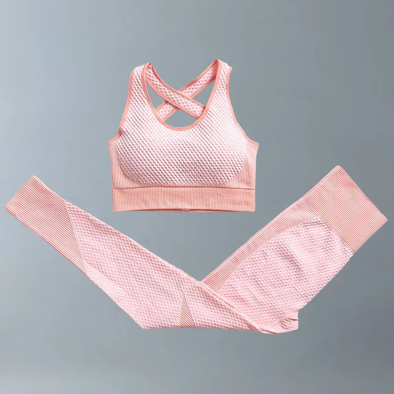 Yoga Suits Women Fitness Wear Gym Set Sports Outfits Training Exercise Workout Pants Long Sleeve Crop Top Bra Womens Tracksuits