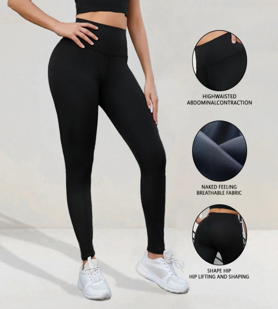 Women's Yoga Leggings solid color High waisted slim fit Hip Lifting stretch leggings quick drying breathable fitness sport pants