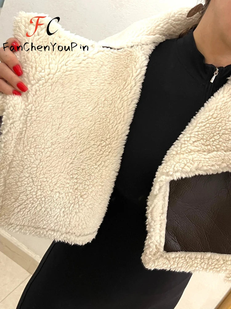 Autumn Winter Women's Leather Jacket Coat Fashion Vintage Zippers Faux Leathers Casual Simple Cool Short Soft Warm Coats