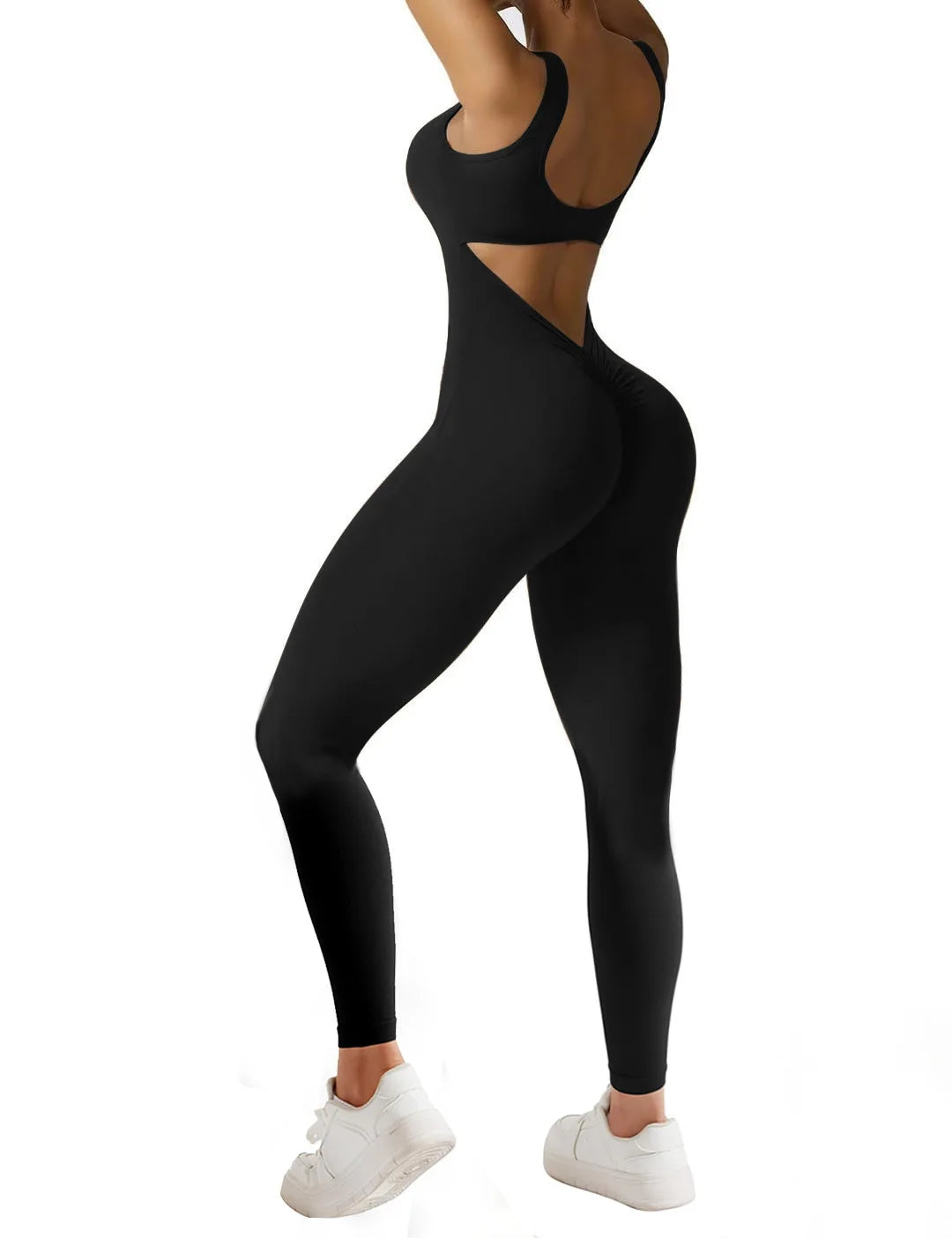 Women Sleeveless Flare Jumpsuits Sexy Backless Tank Tops Bodycon Scrunch Butt Yoga Rompers Seamless Unitard Playsuit Sportswear