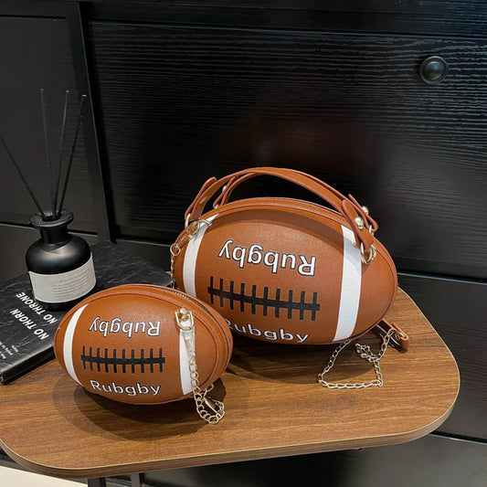 Women's American Rugby Style Crossbody Bag Fashion Large Letter Chain Ball Small Round Bags Daily Novelty Commuting Handbags