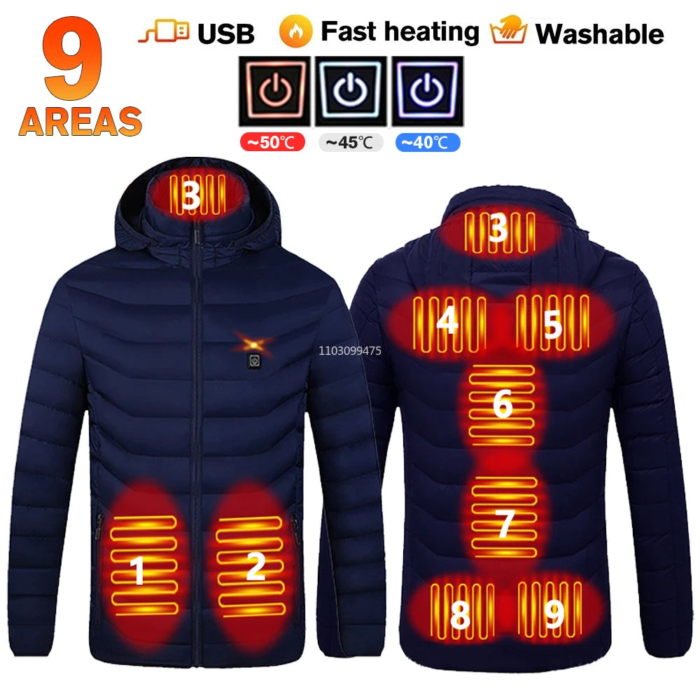 21 Areas USB Electric Heated Jacket Men Women Heated Jacket Winter Clothing Snowfield Camping Hiking Apparel Thermal Down Jacket