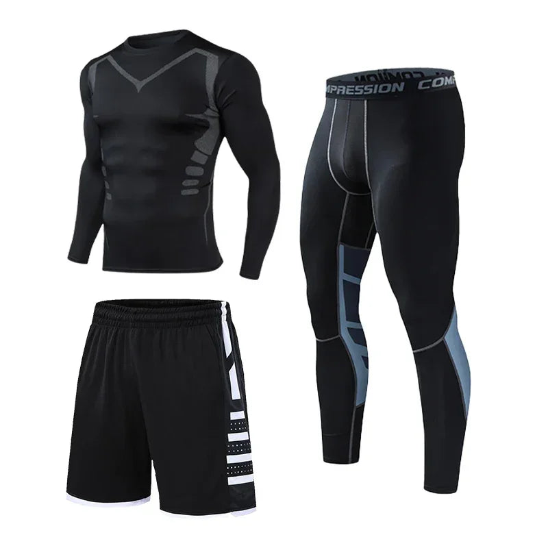 Mens Fitness Sportswear Set Moisture-wicking for Gym Running Leggings Dry Fit and Comfortable Workouts Sports Wear Clothes