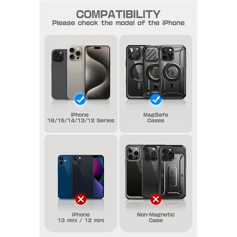 Magnetic Tripod Phone Stand Credit Card Holder for iPhone 16/15/14/13/12 SUPCASE Adjustable Phone Stand Compatible with MagSafe