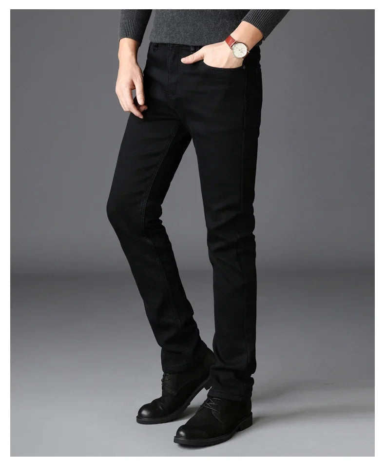 Soft Stretch Black Biker Jeans Men Classic Advanced Brand Denim Trousers Trendy Comfortable Jeans Homme Masculino Mens Pants