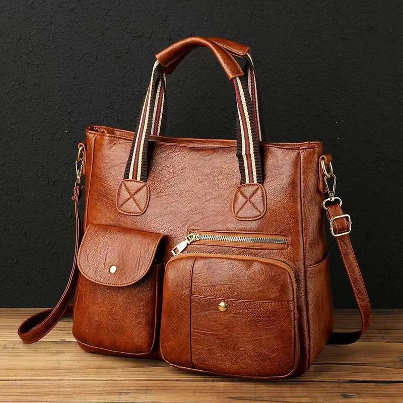 Damenhandtasche Damen-Umhängetasche Modische Geldbörse Vintage-Ledertasche Große Kapazität Handtasche Geneigte Umhängetasche Mamas Tasche