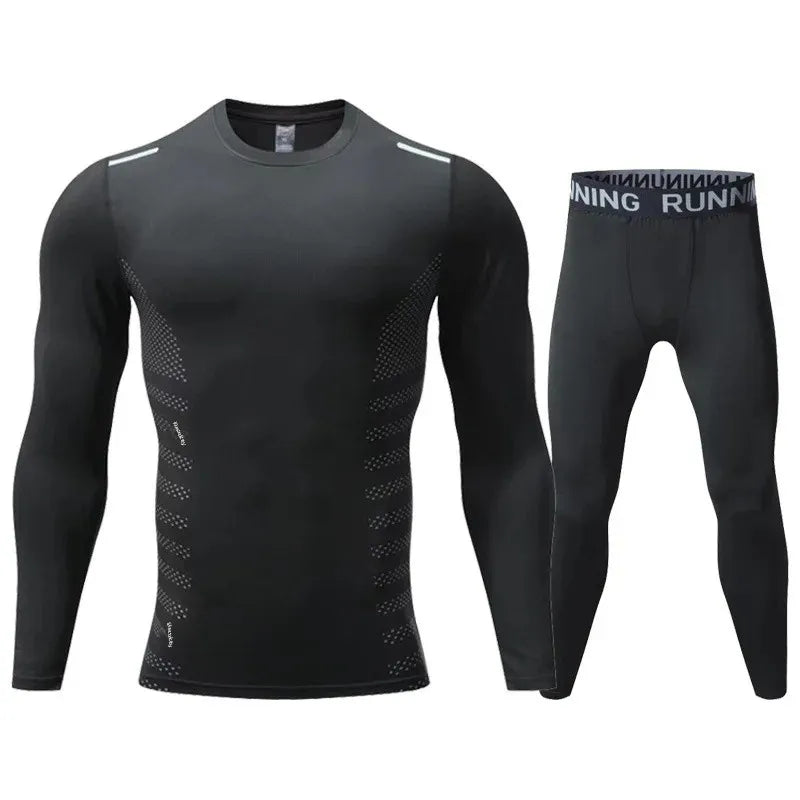 Spring Autumn Unisex Children's Long Sleeve round Neck Quick Dry Sports Suit Outdoor Running Fitness Clothing Set Polyester