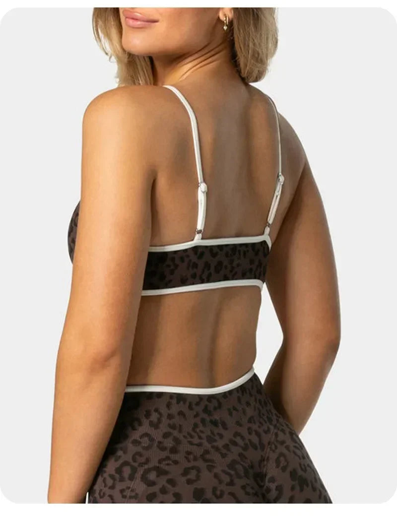 2PCS  High Quality Yoga SetNew Leopard Print Sports Underwear, Shockproof Butt Lift Workout Sports Trousers Women Activewear