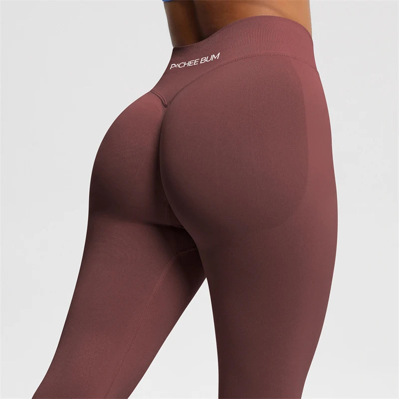Bum Shaping Leggings Women Seamless Sports Yoga Pants Low Ribbed Band Gym clothes Fitness Workout Scrunch Butt Tight