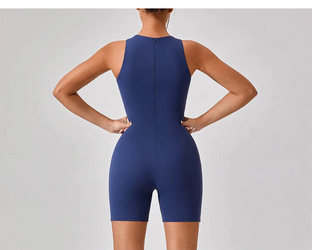 SOISOU One Piece Jumpsuit Women Sleeveless Back Zipper Sportswear Woman Gym Yoga Sport Sets Nylon Fitness Sets Women Tracksuit