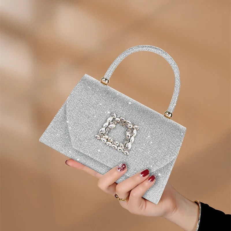 Elegant Fashion Shiny Corduroy Dinner Bag Lady's Wedding Handbag for Party and Dance Crossbody Bags Women Red Top-handle Bags