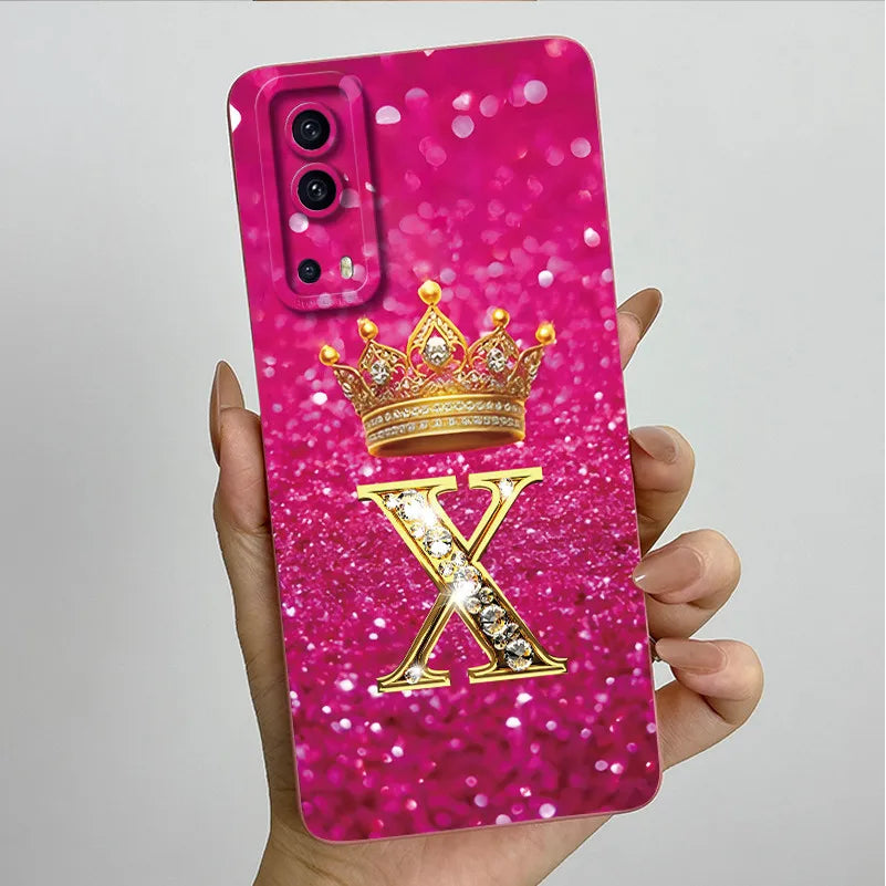 For Vivo Y72 5G V2041 Case Crown Letters Liquid Silicone Soft Phone Cases For Vivo Y52 5G V2053 Y72 Camera Protection Back Cover