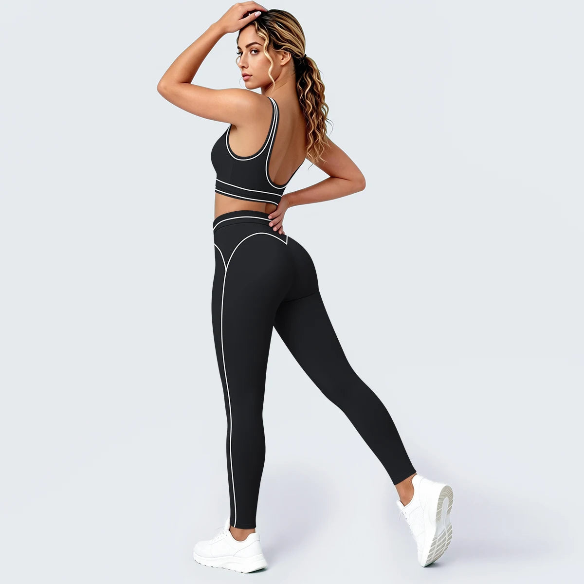 Women Fitness Yoga Sports Set Sexy Beautiful Back Yoga Bra Workout Top Summer Running Sports Bra High Waisted Push Up Yoga Pants