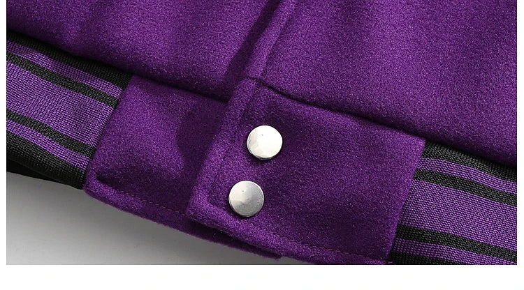 Herren Stehkragen Gespleißte Lederstickerei Wolljacken Trendy Street Hip Hop Hübscher Casual Loose Einreihiger Mantel