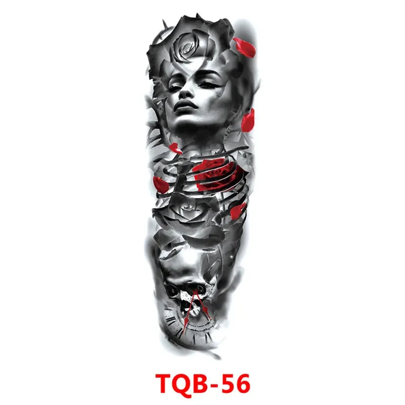 Waterproof Temporary Tattoo Sticker Full Arm Large Skull Old School Tatoo Stickers Flash Fake Tattoos for Men Women