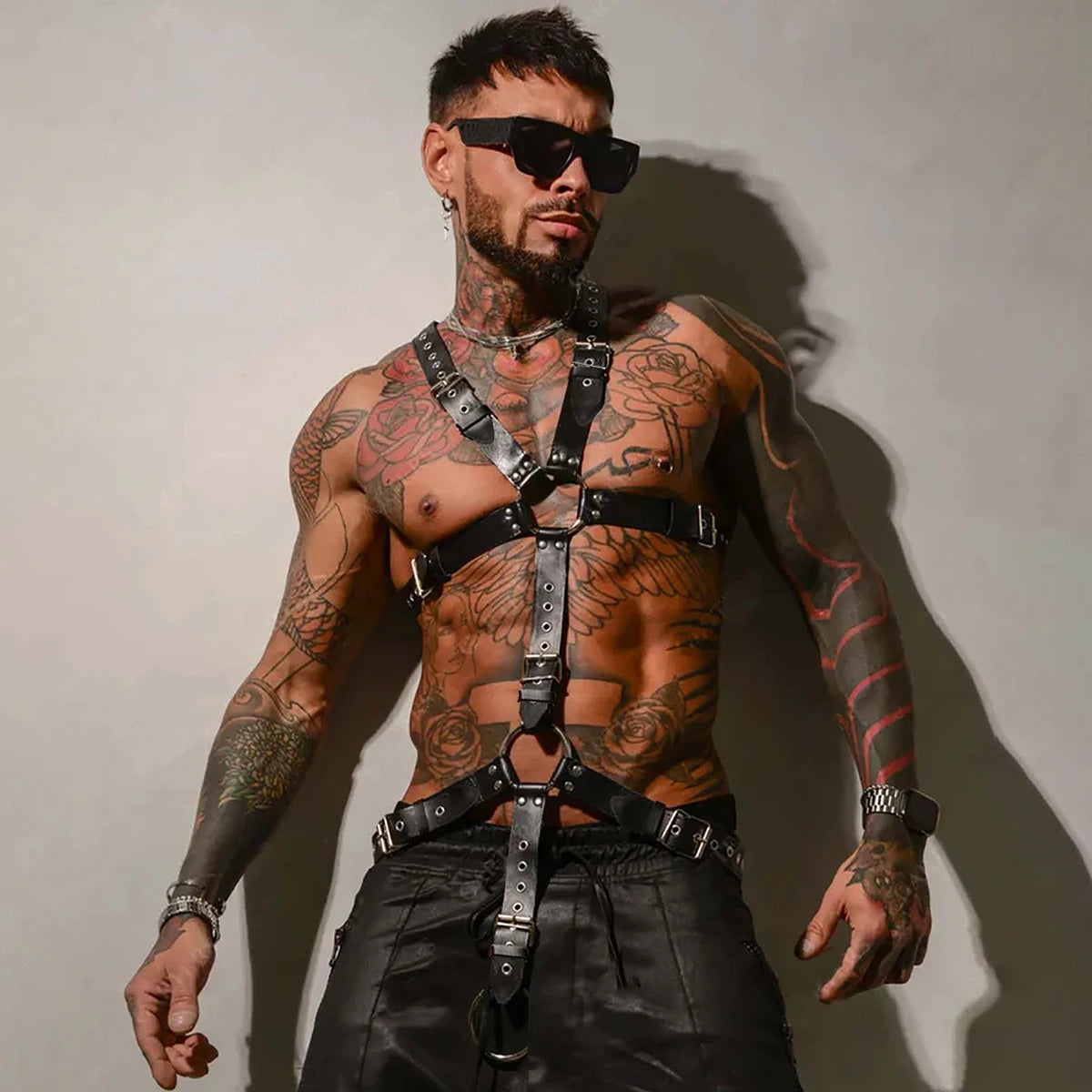 Men Sexy Leather Vest Bondage Lingerie Gay Harness Adjustable Body Chest Harness Full Body Strap Belt Exotic Accessorie
