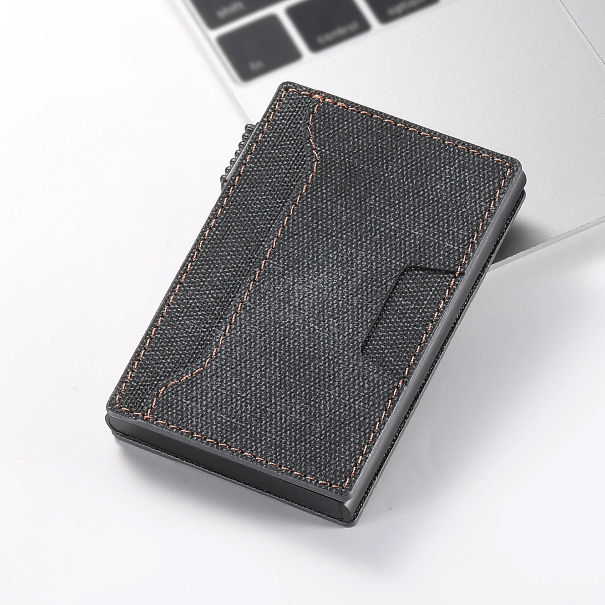 SUTENI Faux Leather Card Slot Wallet Flip Cover Unisex Card Box Pressing The Button Automatically Ejects The Card