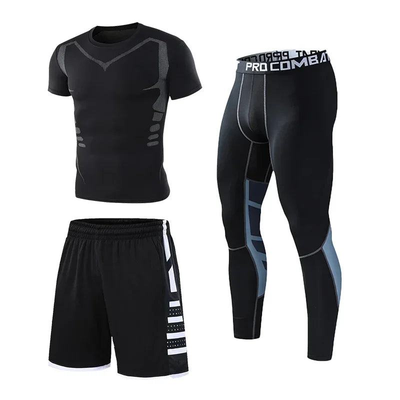 Mens Fitness Sportswear Set Moisture-wicking for Gym Running Leggings Dry Fit and Comfortable Workouts Sports Wear Clothes