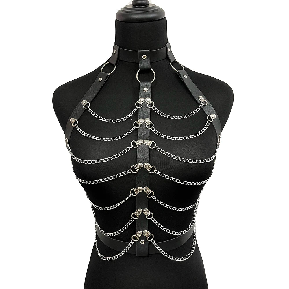 Women Punk Belt Fashion PU Leather Waist Belt Female Street Style Decoration Body Chain Belt Gothic Clothing Accessories