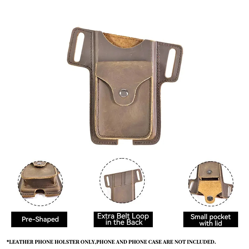 Multifunctional Leather Bag for Men, U-Shaped Design, Leisure Leather Clip, Men's Bag