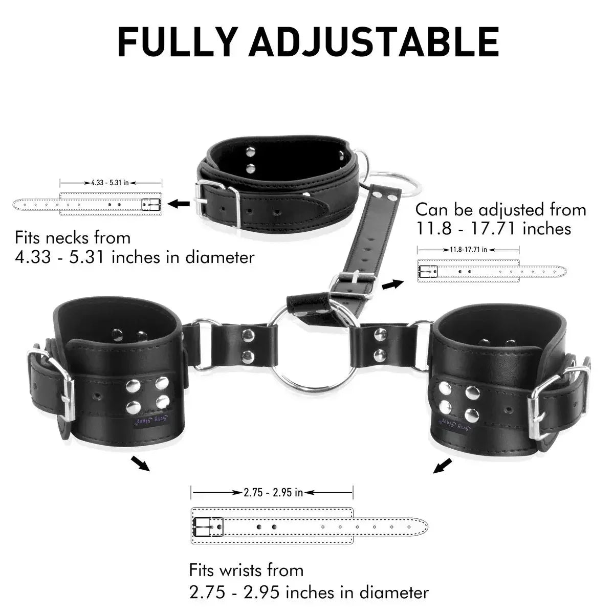 Neck to Wrist Restraints Kit with Nipple Clamps Gag S*x Toys for Women Adjustable Back Handcuffs Collar Bondage SM Sex Game Toys