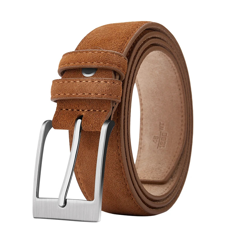 Sude Belts Cow Leather for Man And Lady Plaid Jeans Pin Buckle Luxury High Quality Classic Genuine Leather Sude Belts Cow Leathe