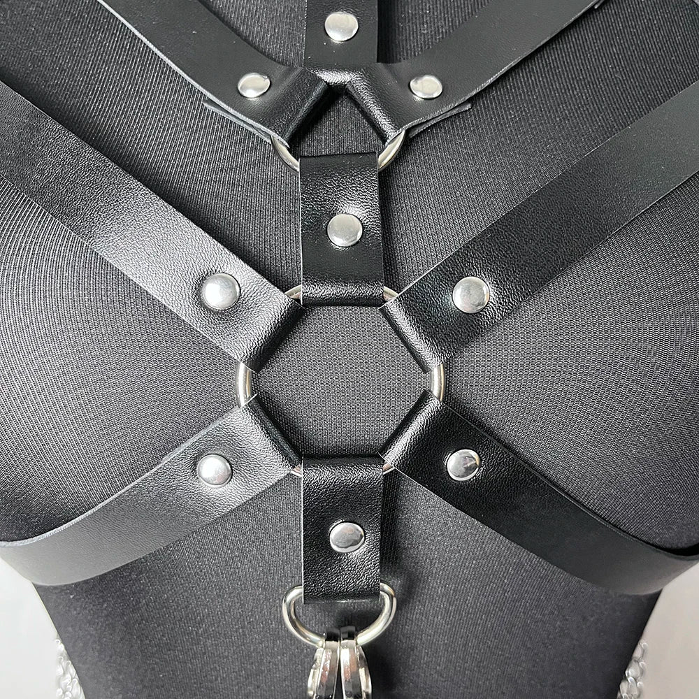Sexy Chest Harness Leather Lingerie Erotic Body Harness Women Mature Suspenders Garter Belt Bdsm Harness Fetish Underwear Bondag