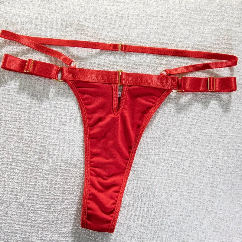 Toucheart Sexy Lingerie Suit for Women Sexy Fashionable Metal Chain Complex Craftsmanship Front Button Sex Hollow Out Underwear