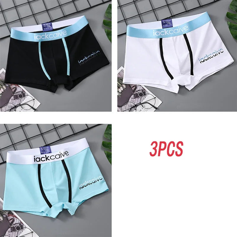 3Pcs Male Panties Cotton Men's Underwear Boxers Breathable Man Boxer Printed Underpants Comfortable Shorts Men Underwear M-3XL
