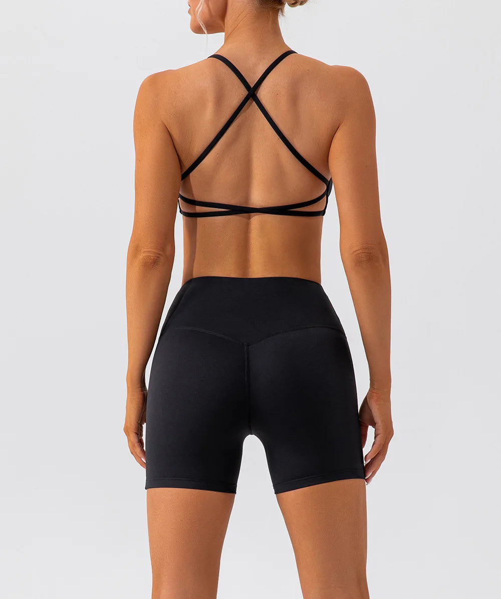 Sexy Gym Yoga Set Women Summer Seamless Sports Suits Fitness Workout Clothes Women's Tracksuits Sports Bra High Waist Shorts