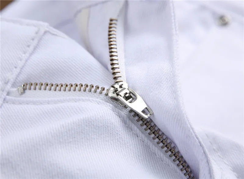 High Street Fashion Herren Jeans Nachtclub Schwarz Weiß Farbe Persönliche Designer Bedruckte Jeans Männer Punk Hosen Dünne Hip Hop Jeans