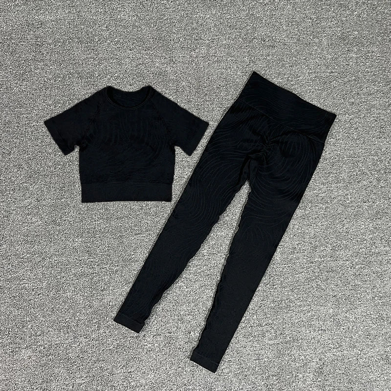 Sports Set Women Shorts Fitness Tights Seamless Yoga Set Crop Top Running Stretch High Waist Leggings Gym Sets Womens Outfits