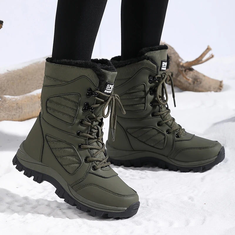 Ladies' fashionable snow boots, solid color design, round toe style, ultra-fine fiber outer layer, fabric lining, rubber sole, t
