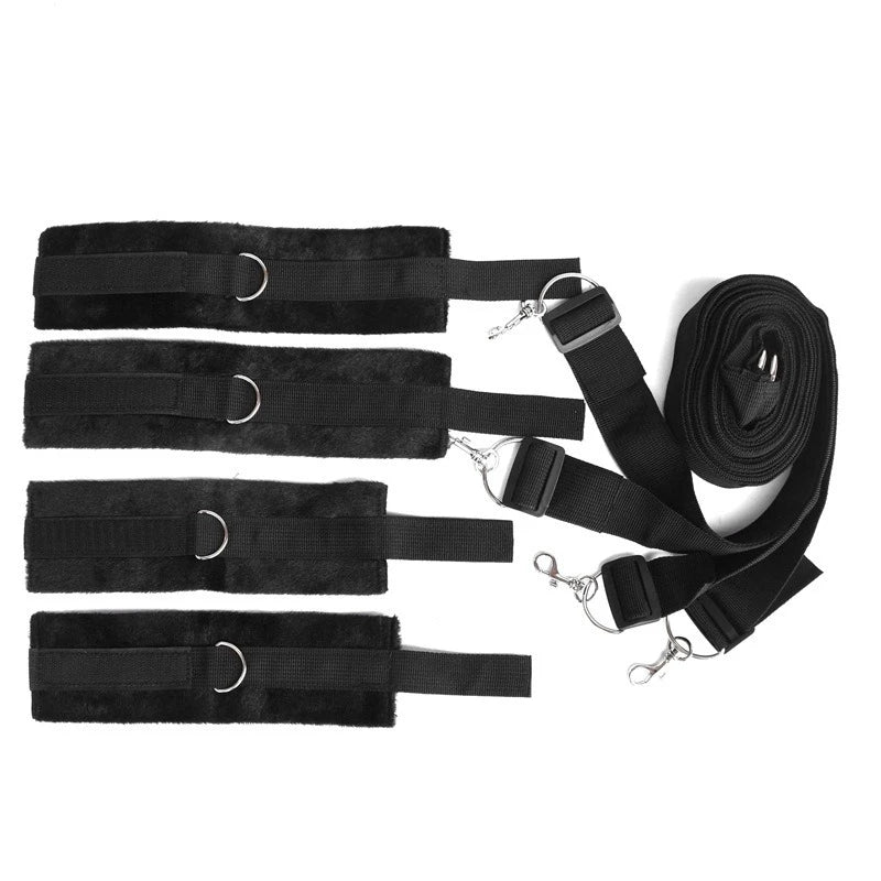 Bed B*ndage Restraint Set Adjustable Wrist Ankle Cuffs Comfortable Couples Handcuffs Adult S*x SM Game Lover Intimate Play Kit