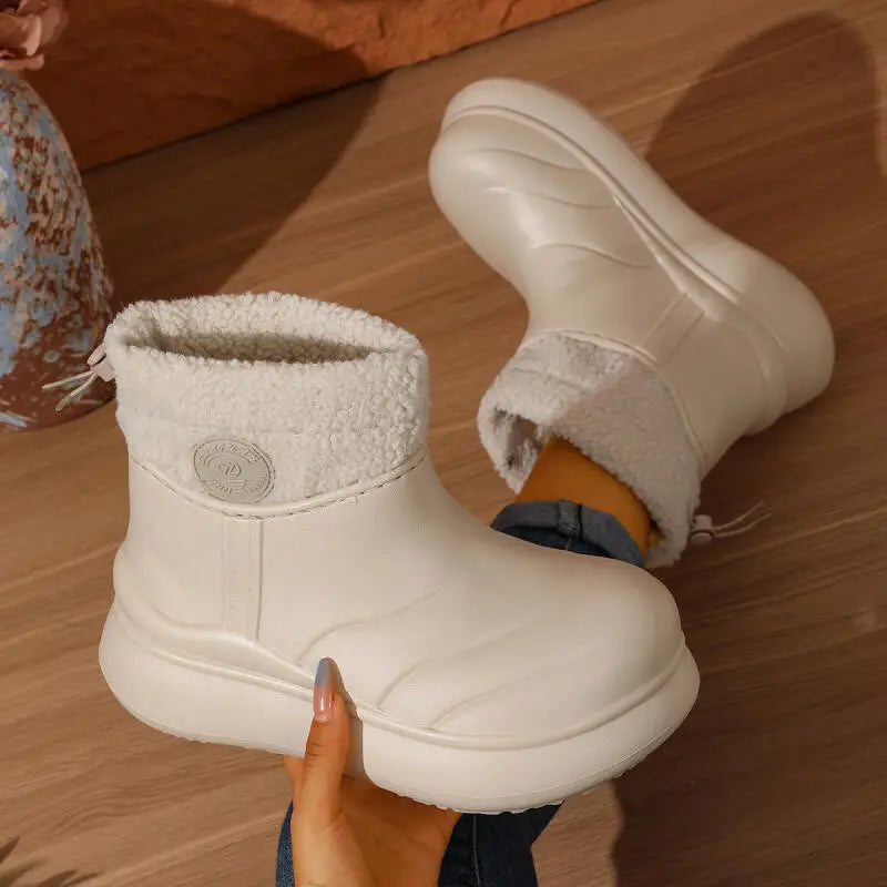 Waterproof Eva Thick Bottom Snow Boots Women 2025 Winter Comfort Platform Ankle Boots Berber Fleece Warm Plush Woman's Booties