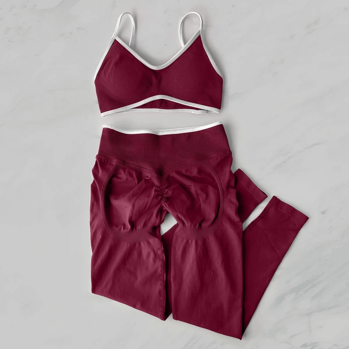 2Pcs Women's Gym Yoga Set Seamless High Waist Leggings Sports Bra Top Workout Outfit Fitness Activewear Running Training Clothes